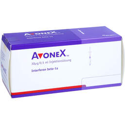 Abbildung: Avonex 30 µg / 0,5 ml Luer Lock Injektionslösung i.e.Fert.-S. 4 St, Fertigspritzen PZN 01902762