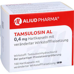 Abbildung: Tamsulosin AL 0,4 mg Hartkapseln mit veränderter Wirkstofffreisetzung 100 St, Hartkapseln mit veränderter Wirkstofffreisetzung PZN 01907038
