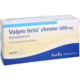 Abbildung: Valpro Beta Chrono 500 mg Retardtabletten 50 St, Retard-Tabletten PZN 01907133
