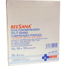 Abbildung: Beesana Schlitzkompressen st 25X2 St, Kompressen PZN 01916646