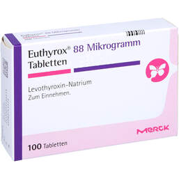 Abbildung: Euthyrox 88 Mikrogramm Tabletten 100 St, Tabletten PZN 01916681