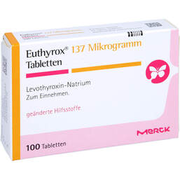 Abbildung: Euthyrox 137 Mikrogramm Tabletten 100 St, Tabletten PZN 01916729