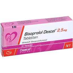 Abbildung: Bisoprolol Dexcel 2,5 mg Tabletten 30 St, Tabletten PZN 01921400
