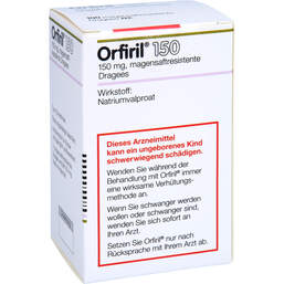 Abbildung: Orfiril 150 magensaftresistente Dragees 100 St, Dragees magensaftresistent PZN 01926780