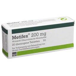 Abbildung: Metifex 200 mg überzogene Tabletten Überzogene Tabletten, 20 St PZN 01934839