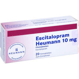 Abbildung: Escitalopram Heumann 10 mg Filmtabletten 20 St, Filmtabletten PZN 01941615