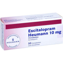 Abbildung: Escitalopram Heumann 10 mg Filmtabletten 50 St, Filmtabletten PZN 01941696