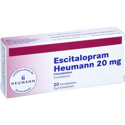 Abbildung: Escitalopram Heumann 20 mg Filmtabletten 20 St, Filmtabletten PZN 01942276