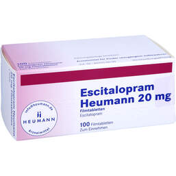 Abbildung: Escitalopram Heumann 20 mg Filmtabletten 100 St, Filmtabletten PZN 01942520