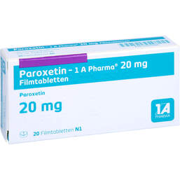 Abbildung: Paroxetin 1A Pharma 20 mg Filmtabletten 20 St, Filmtabletten PZN 01970344