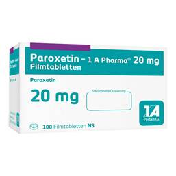 Abbildung: Paroxetin 1A Pharma 20 mg Filmtabletten 100 St, Filmtabletten PZN 01970404