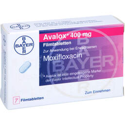 Abbildung: Avalox 400 mg Filmtabletten 7 St, Filmtabletten PZN 01970574