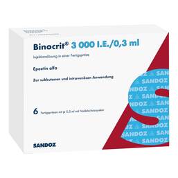 Abbildung: Binocrit 3.000 I.E. / 0,3 ml Fertigspritzen 6X0.3 ml, Fertigspritzen PZN 01972509