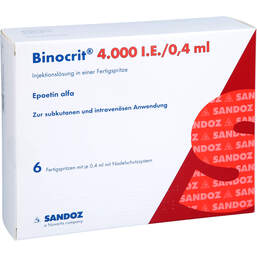 Abbildung: Binocrit 4.000 I.E. / 0,4 ml Fertigspritzen 6X0.4 ml, Fertigspritzen PZN 01972538