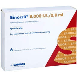 Abbildung: Binocrit 8.000 I.E. / 0,8 ml Fertigspritzen 6X0.8 ml, Fertigspritzen PZN 01972863