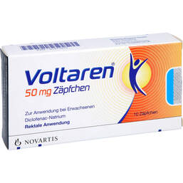 Abbildung: Voltaren 50 mg Zäpfchen 10 St, Suppositorien PZN 01977872