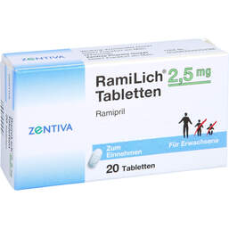 Abbildung: Ramilich 2,5 mg Tabletten 20 St, Tabletten PZN 01983594