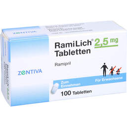 Abbildung: Ramilich 2,5 mg Tabletten 100 St, Tabletten PZN 01983619