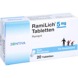 Abbildung: Ramilich 5 mg Tabletten 20 St, Tabletten PZN 01983625