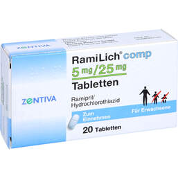 Abbildung: Ramilich comp. 5 mg / 25 mg Tabletten 20 St, Tabletten PZN 01984027