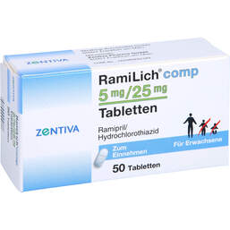 Abbildung: Ramilich comp. 5 mg / 25 mg Tabletten 50 St, Tabletten PZN 01984062
