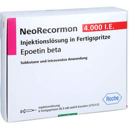 Abbildung: Neorecormon 4000 I.E. Injektionslösung in einer Fertigspritze 6 St, Injektionslösung PZN 01993486