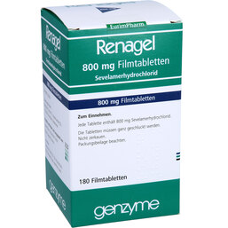 Abbildung: Renagel 800 mg Filmtabletten 180 St, Filmtabletten PZN 02000702