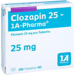 Abbildung: Clozapin 25 1A Pharma Tabletten 100 St, Tabletten PZN 02013188