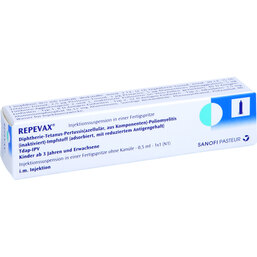 Abbildung: Repevax Injektion Suspension in einer Fertigspritze ohne Kanüle 1 St, Fertigspritzen PZN 02042959