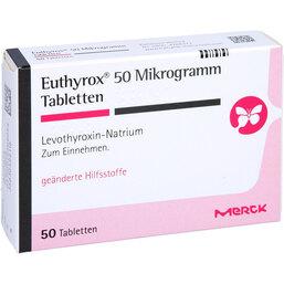 Abbildung: Euthyrox 50 Mikrogramm Tabletten 50 St, Tabletten PZN 02050605