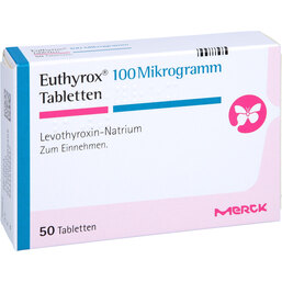Abbildung: Euthyrox 100 Mikrogramm Tabletten 50 St, Tabletten PZN 02050640