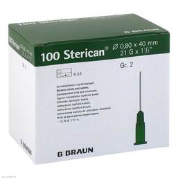Abbildung: Sterican Kanüle Luer-Lok 0,80x40mm Größe 2 grün Kanüle, 100 St PZN 02050806