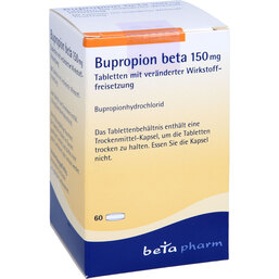 Abbildung: Bupropion beta 150 mg Tabletten mit veränd.Wst.-Frs. 60 St, Tablette mit veränderter Wirkstofffreisetzung PZN 02055301