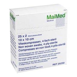 Abbildung: Vlieskompressen 10x10 cm steril Kompressen, 25X2 St PZN 02067304