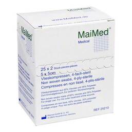 Abbildung: Vlieskompressen 5x5 cm steril 25X2 St, Kompressen PZN 02067333 