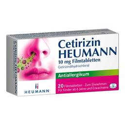 Abbildung: Cetirizin Heumann 10 mg Filmtabletten Filmtabletten, 20 St PZN 02075309