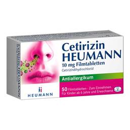 Abbildung: Cetirizin Heumann 10 mg Filmtabletten Filmtabletten, 50 St PZN 02075462