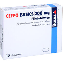 Abbildung: Cefpo Basics 200 mg Filmtabletten 15 St, Filmtabletten PZN 02078704