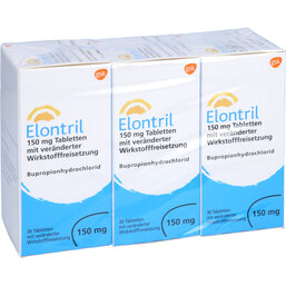 Abbildung: Elontril 150 mg Tabletten 90 St, Tablette mit veränderter Wirkstofffreisetzung PZN 02084828