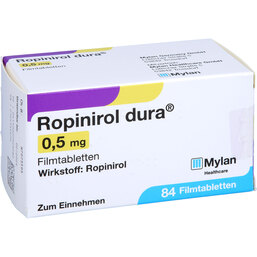 Abbildung: Ropinirol dura 0,5 mg Filmtabletten 84 St, Filmtabletten PZN 02092928