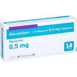 Abbildung: Alprazolam 1A Pharma 0,5 mg Tabletten 10 St, Tabletten PZN 02100125