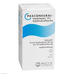 Abbildung: Pasconeural Injektopas 2% Injektionsflaschen Injektionsflaschen, 50 ml PZN 02102176