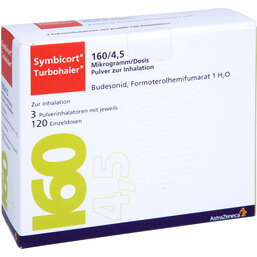 Abbildung: Symbicort Turbohaler 160 / 4,5 µg / Dosis 120 ED 3 St, Inhalationspulver PZN 02129198