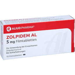Abbildung: Zolpidem AL 5 mg Filmtabletten 10 St, Filmtabletten PZN 02131203