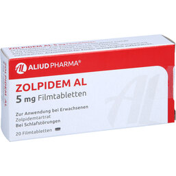 Abbildung: Zolpidem AL 5 mg Filmtabletten 20 St, Filmtabletten PZN 02131226