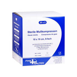 Abbildung: Mullkompressen 10x10 cm steril 8-fach 20X5 St, Kompressen PZN 02135885