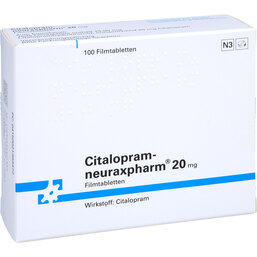 Abbildung: Citalopram neuraxpharm 20 mg Filmtabletten 100 St, Filmtabletten PZN 02136347