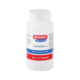 Abbildung: Megamax L Carnitin 500 mg Tabletten 30 St, Tabletten PZN 02139506