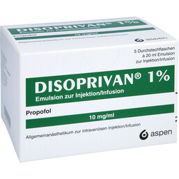 Abbildung: Disoprivan 1% Infusionsflaschen 5X20 ml, Emulsion PZN 02139541