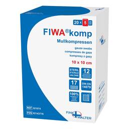 Abbildung: Mullkompressen 10x10 cm steril 12-fach 20X5 St, Kompressen PZN 02143778